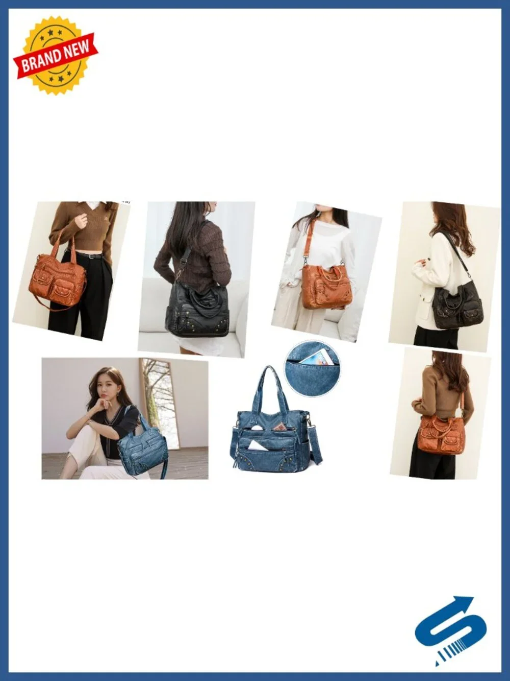 Faux Leather Hobo Satchel Purse with Top Handle, Shoulder Bag for Women